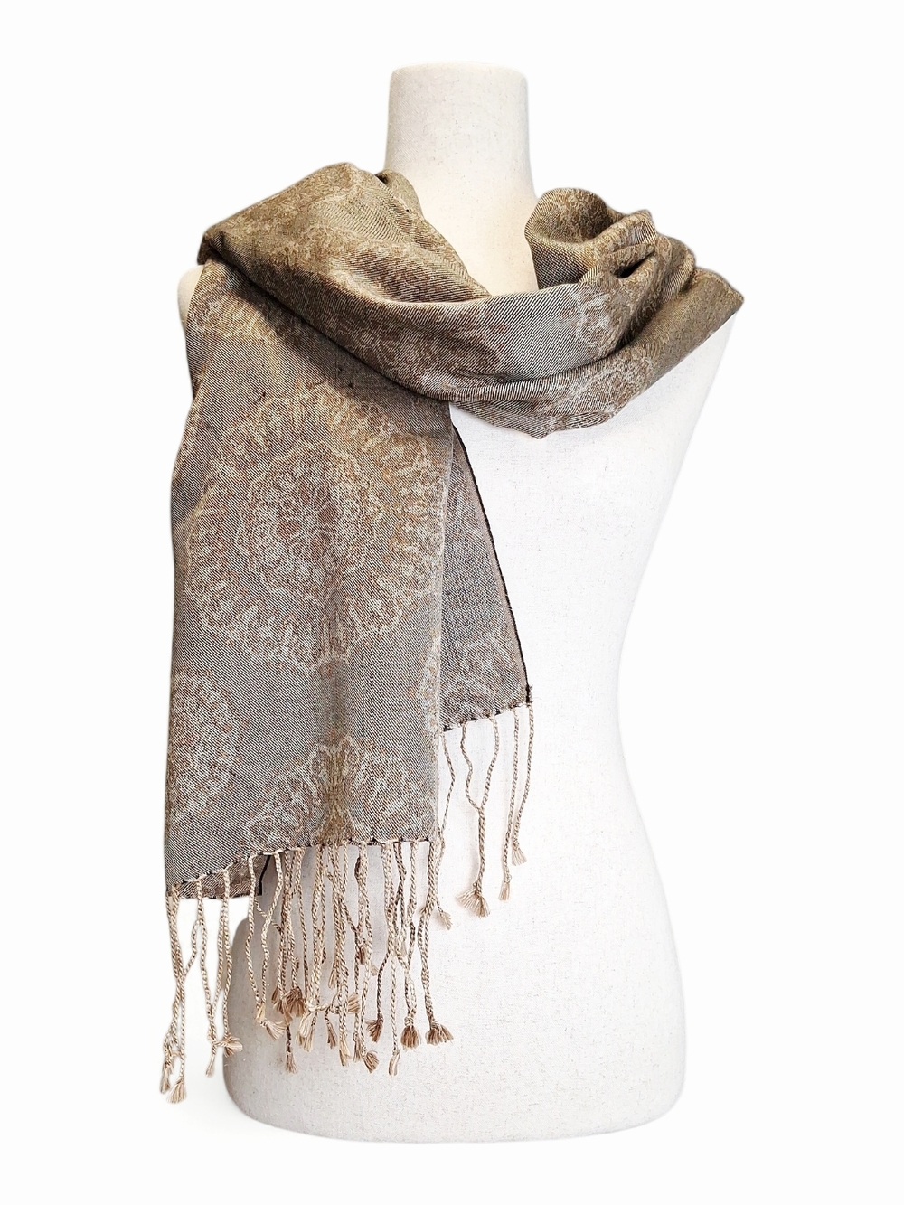 Women's Shimmery Gold Metallic  Silk Scarf Shawl  23" x 78"